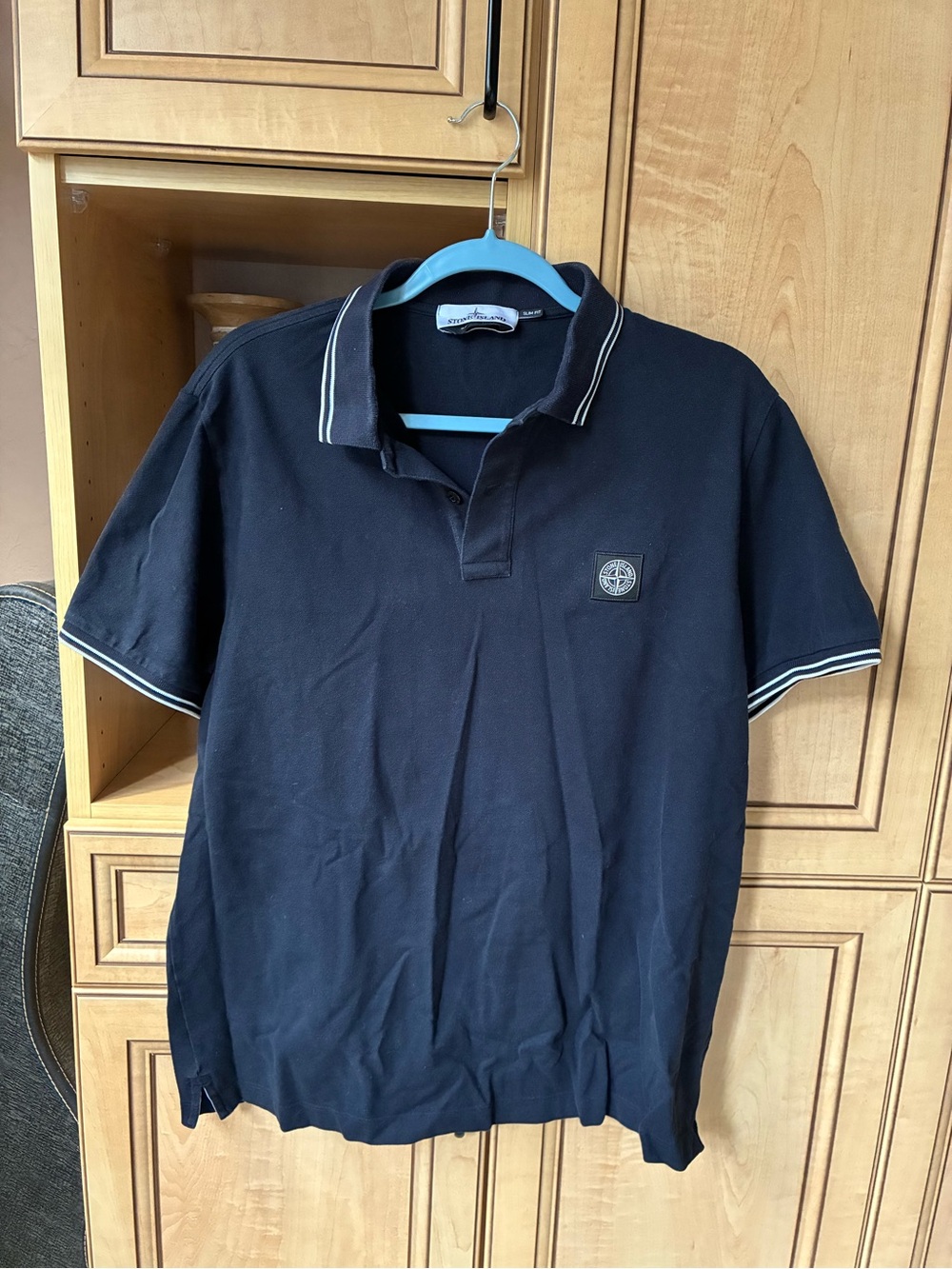 Stone Island Men's Black Navy Polo Shirt
